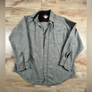 Vintage 1960s 1970s Woolrich Gray  Button Down Wool Work Shirt Rare